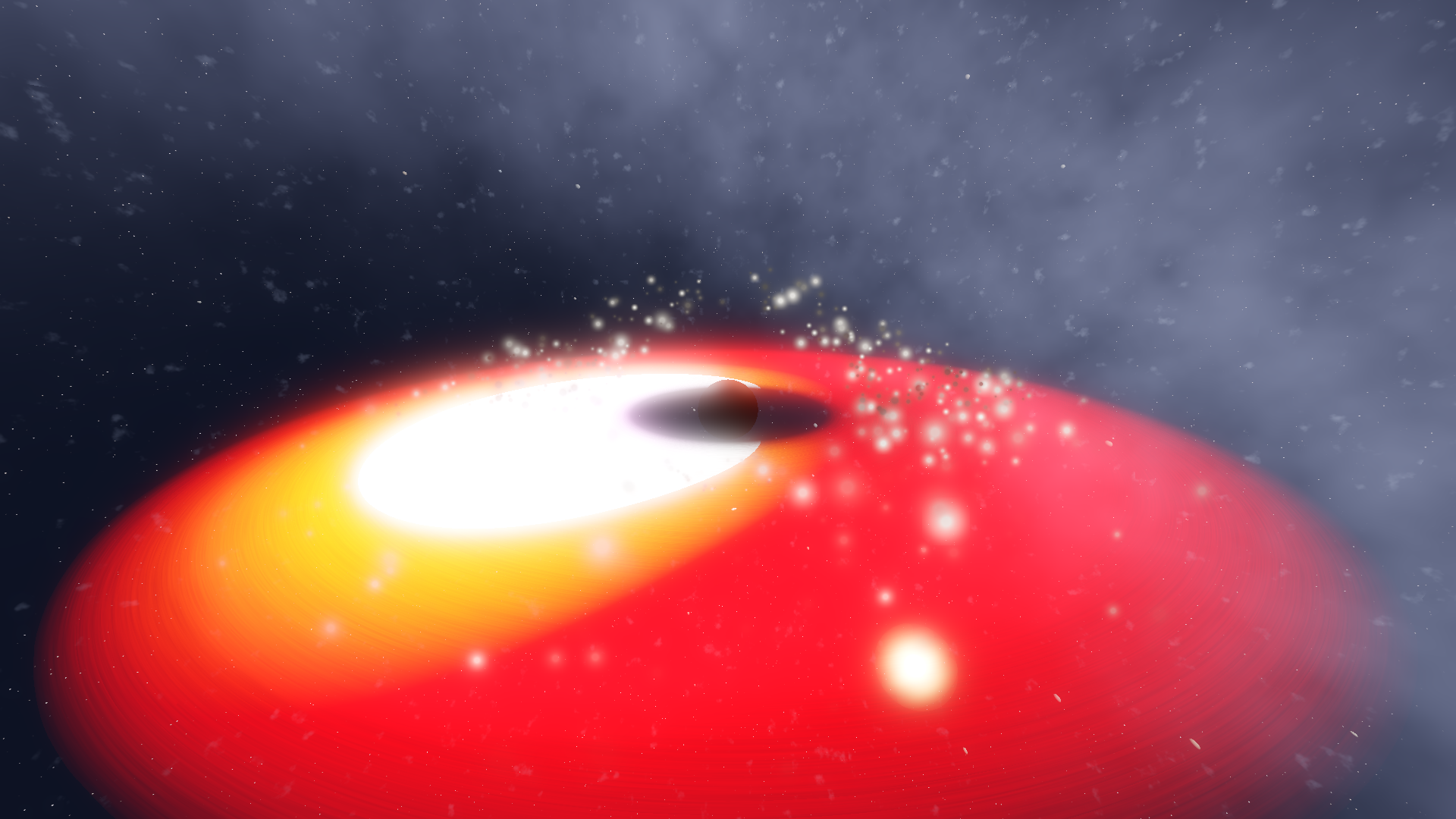 Black hole rendered without gravitational lensing